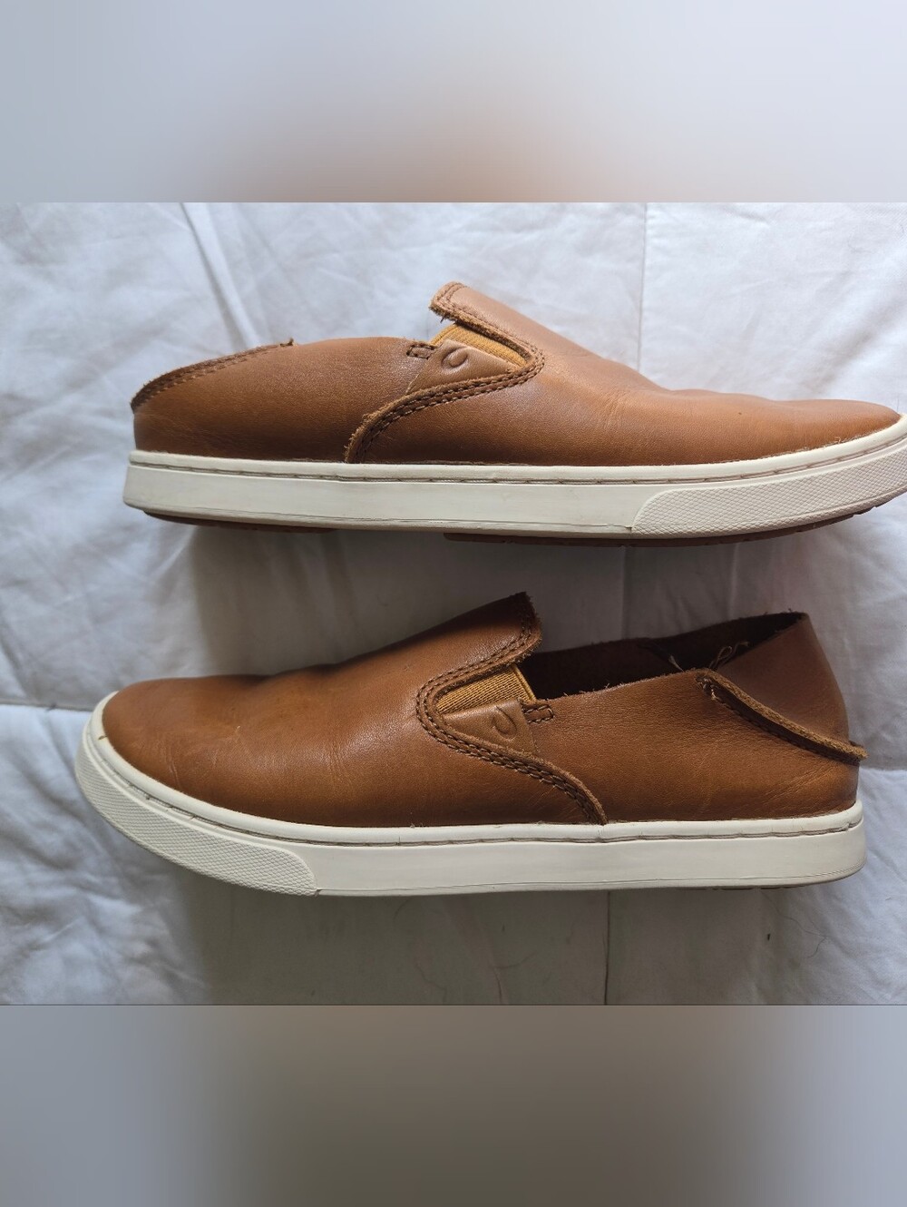 Olukai Slip-On Leather Sneakers in Tan
